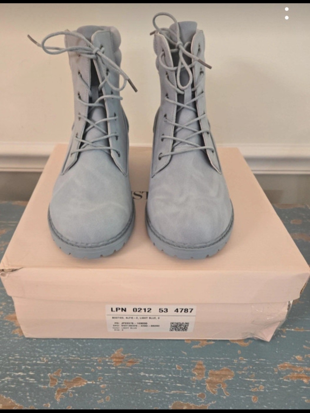JustFab Powder Blue Lace-Up Ankle Boots